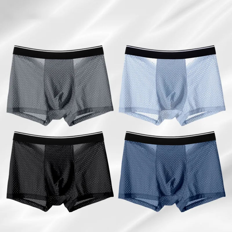 Men's ice silk boxer shorts by Showlu Fashion, breathable and comfortable underwear, 8-pack of lightweight, moisture-wicking boxer briefs