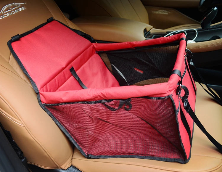 Showlu Smart General portable small dog car seat carrier bag with mesh windows and secure straps for travel comfort.