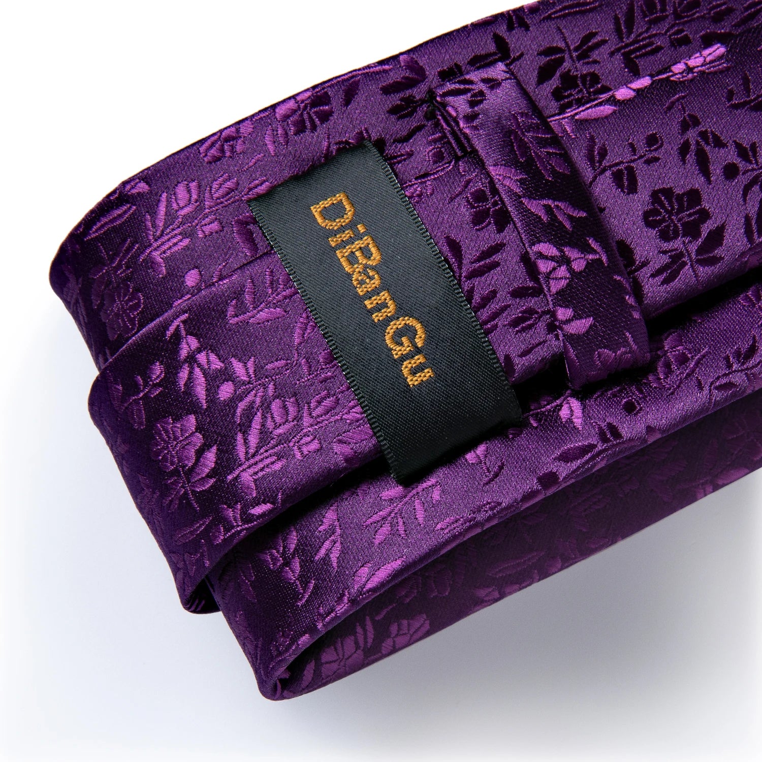 DiBanGu Ties For Men Purple Floral Paisley Necktie Business Formal 100% Silk Tie Pocket Square Set For Wedding Party Cravat