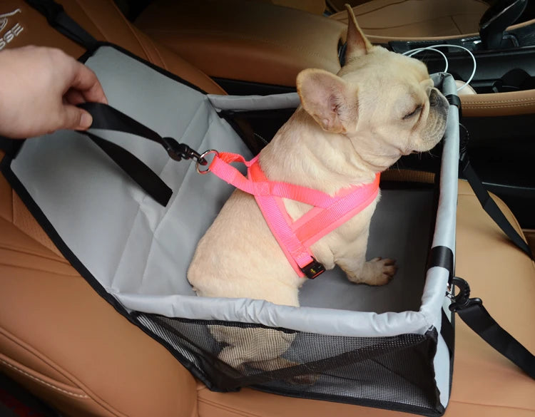 Showlu Smart General portable small dog car seat carrier bag with adjustable straps and breathable mesh for comfortable travel.