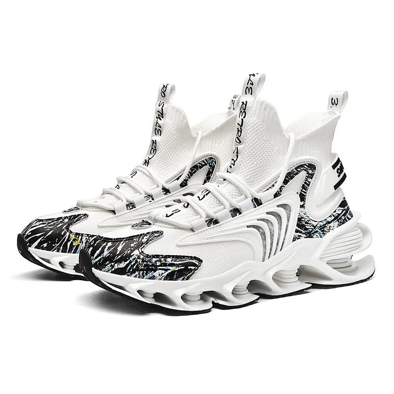 Trendy men's high top casual sneakers by Showlu Fashion featuring breathable design and stylish athletic running shoe look.