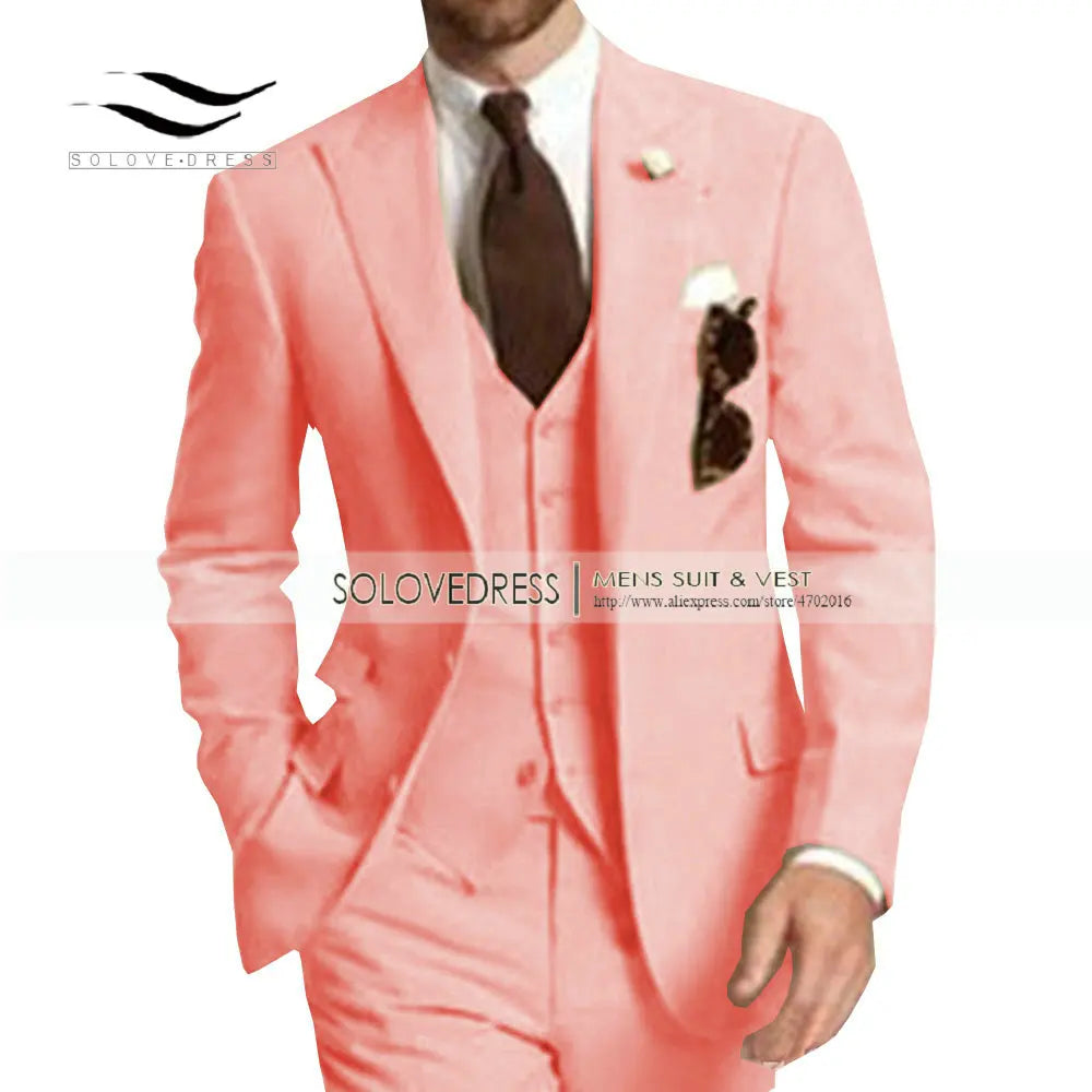 Burgundy Mens Suit 3 Pieces Elegant V Neck Notch Lapel Tuxedo Groomsmen Men Suits for Wedding Suits Men 2019 (Jacket+Vest+Pants)