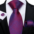 DiBanGu Ties For Men Purple Floral Paisley Necktie Business Formal 100% Silk Tie Pocket Square Set For Wedding Party Cravat