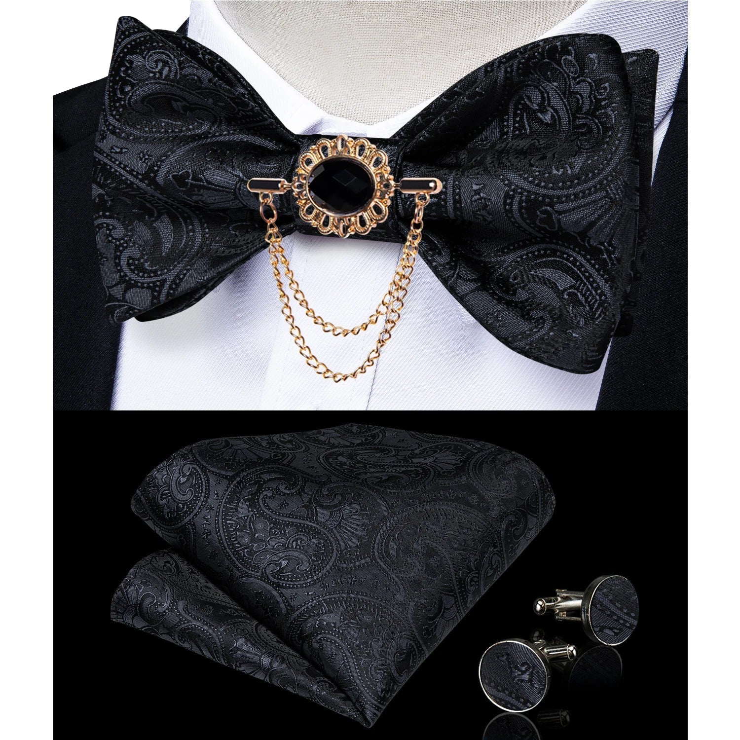 Pink plaid silk self-tie bow tie set with brooch and handkerchief, stylish accessory by SHOWLU FASHION STORE.