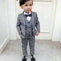 Luoobeibei boys 3-piece wedding suit with tuxedo jacket, shirt, and pants, kids formal tuxedo set in black and white.