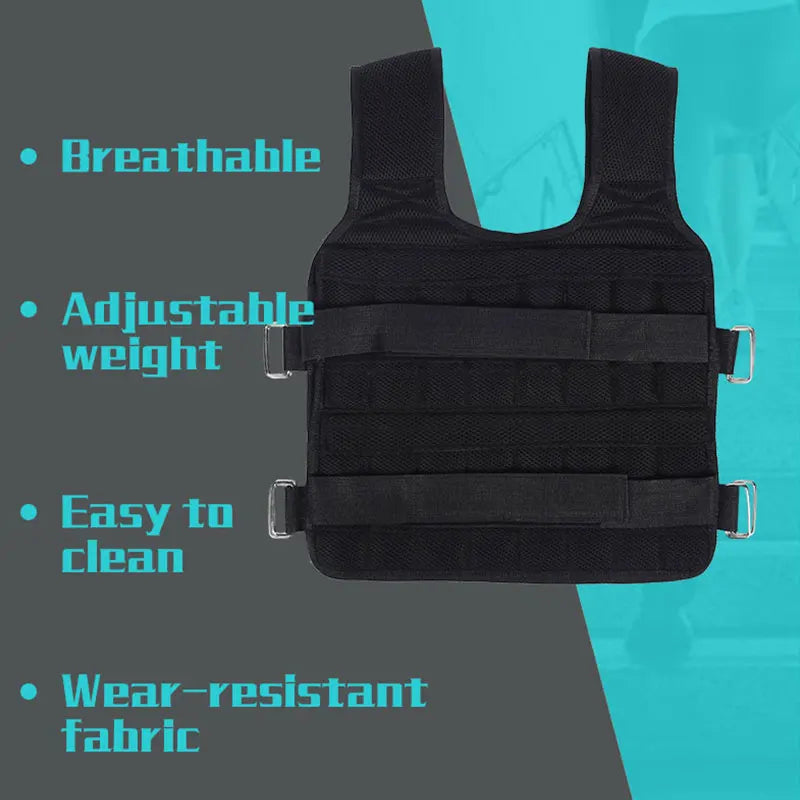 SHOWLU 20kg adjustable weighted vest made of durable Oxford fabric, fitness waistcoat for strength training and cardio workouts.
