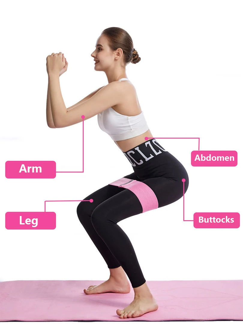 Showlu Fitness Resistance Band for glutes, elastic cloth rubber expander ideal for home exercise and sport workouts.