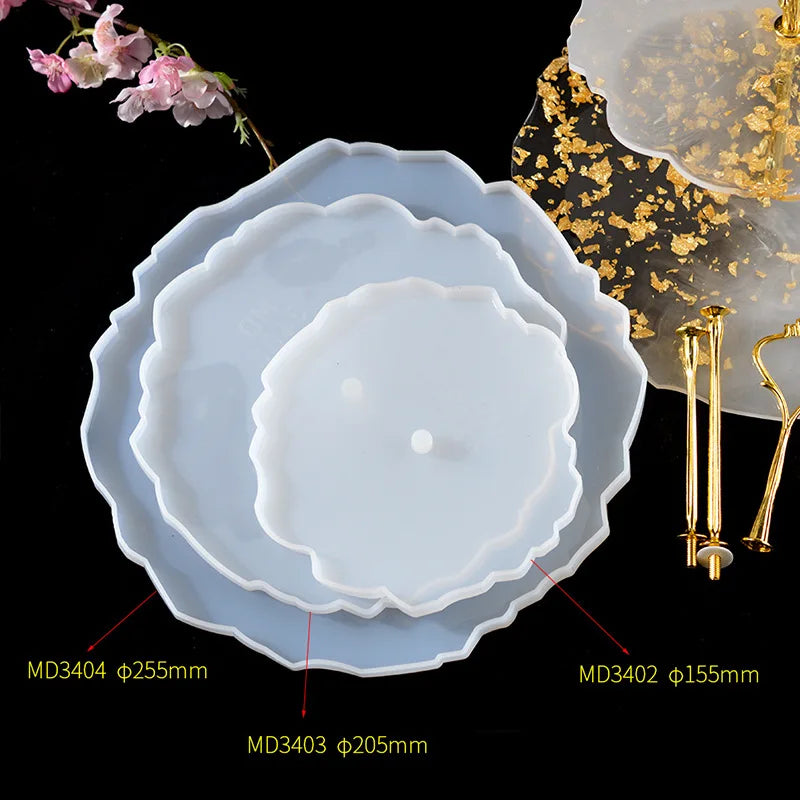 Three-layer fruit-shaped silicone mold for resin art, featuring a tea plate disc design for home decoration projects.