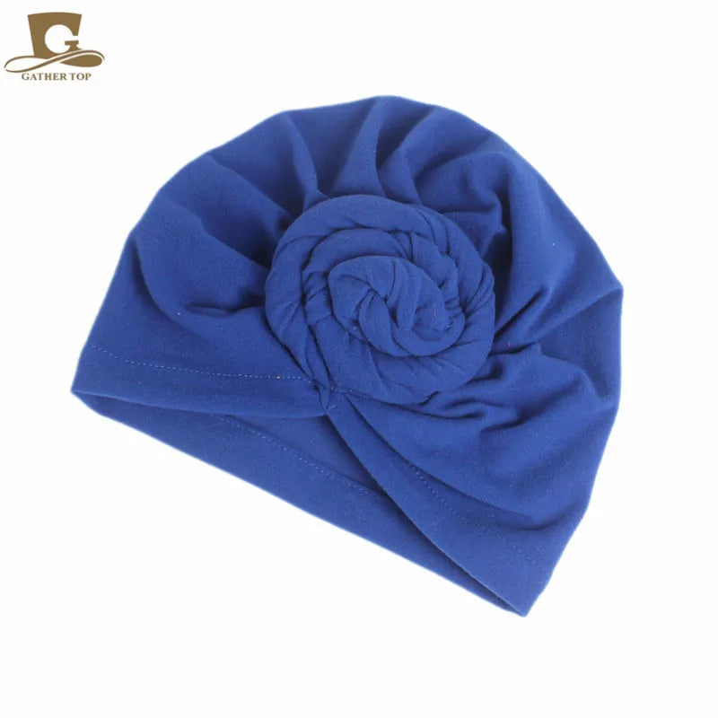 Women’s cotton turban hat by Showlu Fashion, knotted hijab bonnet with headband, lightweight head cover and hair accessory.