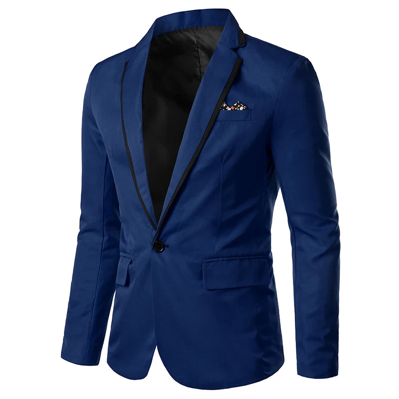 Men's slim casual blazer by Showlu Fashion, pink, black, or white, with one button, suitable for spring and autumn, 5XL outerwear.