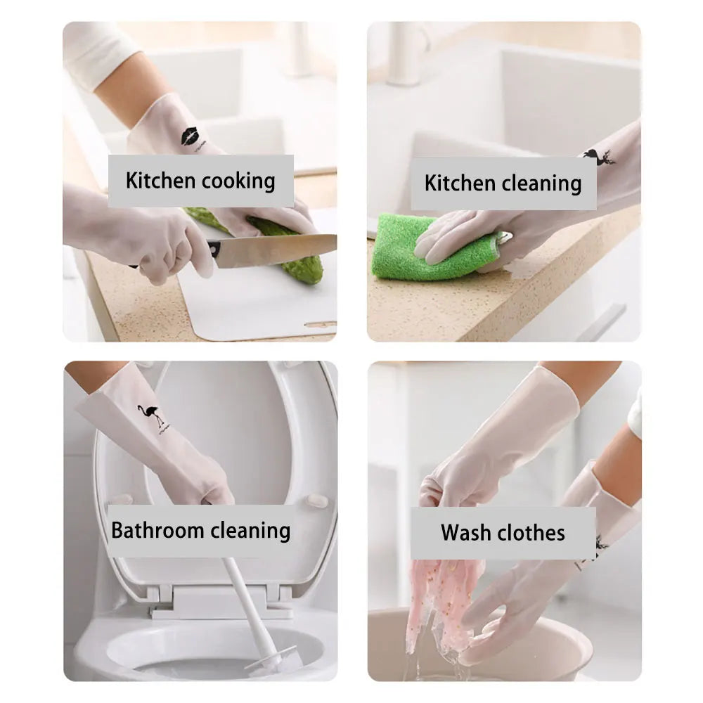 Showlu Smart General silicone dishwashing scrubber gloves, flexible and durable for effective cleaning in the kitchen.