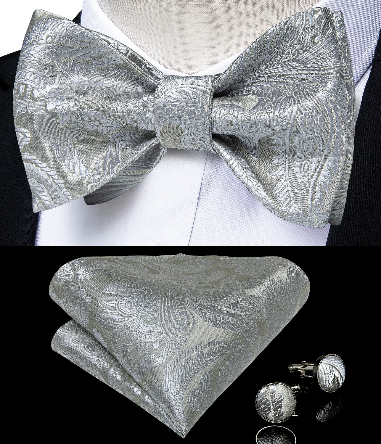 Brand New Men's Bow Tie Teal Green Blue Paisley Floral Silk Bow Tie Wedding Party Butterfly Bowknot Men Tie Accessories DiBanGu