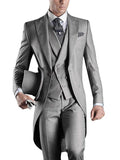 Men's 3-piece slim fit suit with peaked lapel, tuxedo style, by SHOWLU FASHION STORE, shown in a high-definition image.
