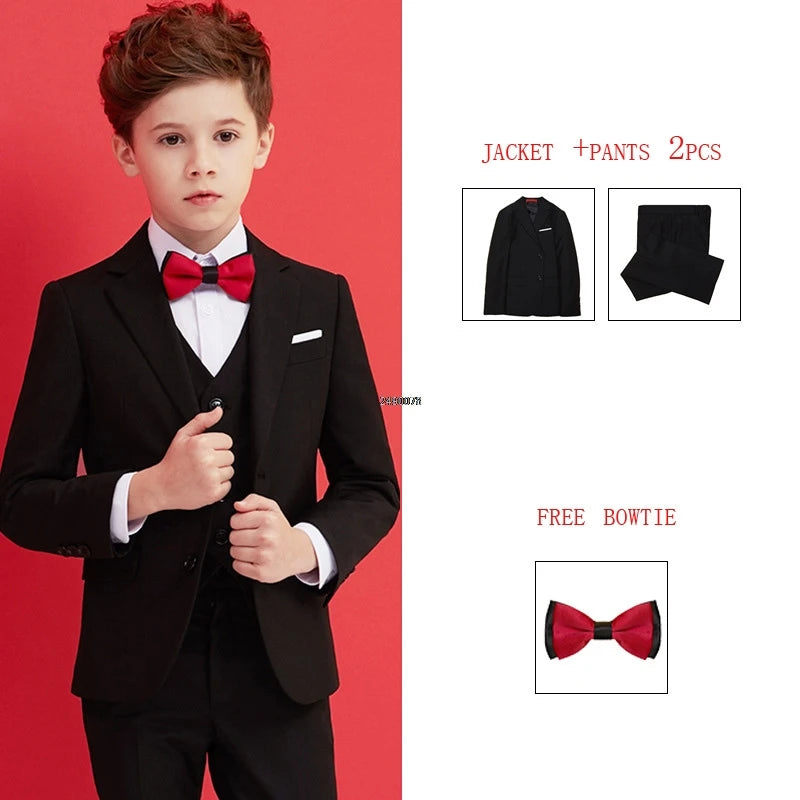 Boys Black 007 Wedding Suit Kids Formal Blazer Clothing Set Gentleman Children Day Graduation Chorus Performance Dress Costume