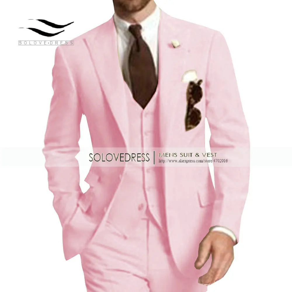 Burgundy Mens Suit 3 Pieces Elegant V Neck Notch Lapel Tuxedo Groomsmen Men Suits for Wedding Suits Men 2019 (Jacket+Vest+Pants)