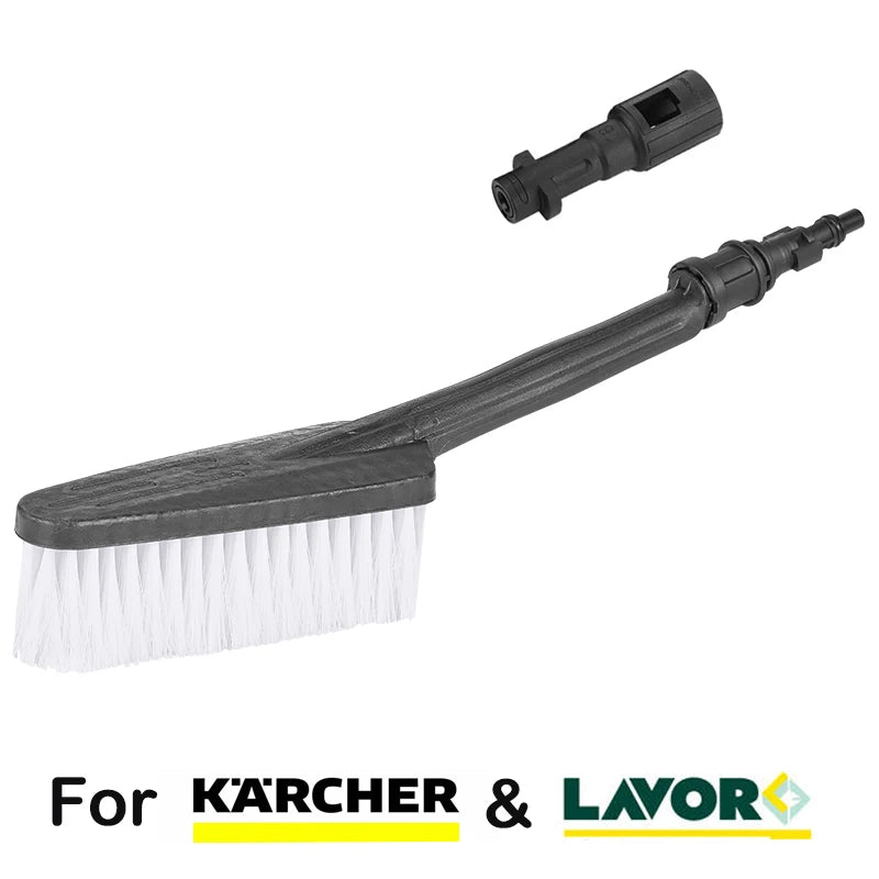 Showlu Smart General rotating pressure washer brush cleaning vehicle exterior with durable nylon bristles and adjustable handle.