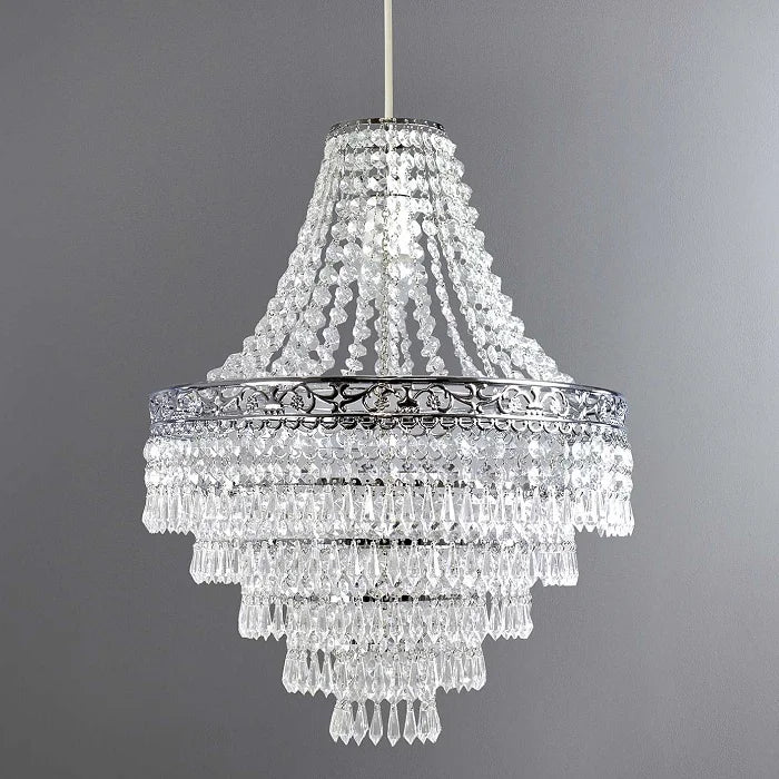 Showlu Blenheim 47cm acrylic chandelier shade with modern pendant droplets, designed for stylish lighting fixtures.
