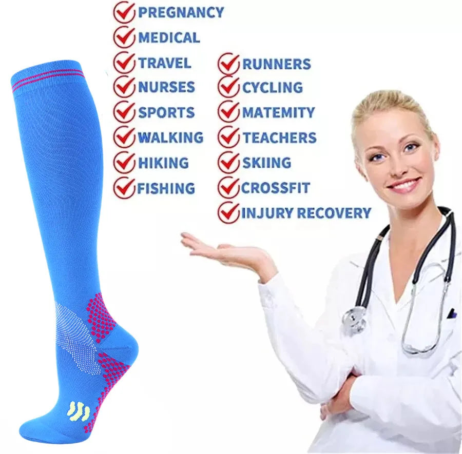 Showlu Fashion compression socks with 20-30 mmHg for medical use, perfect for travel, maternity, pregnancy, edema, and varicose veins.