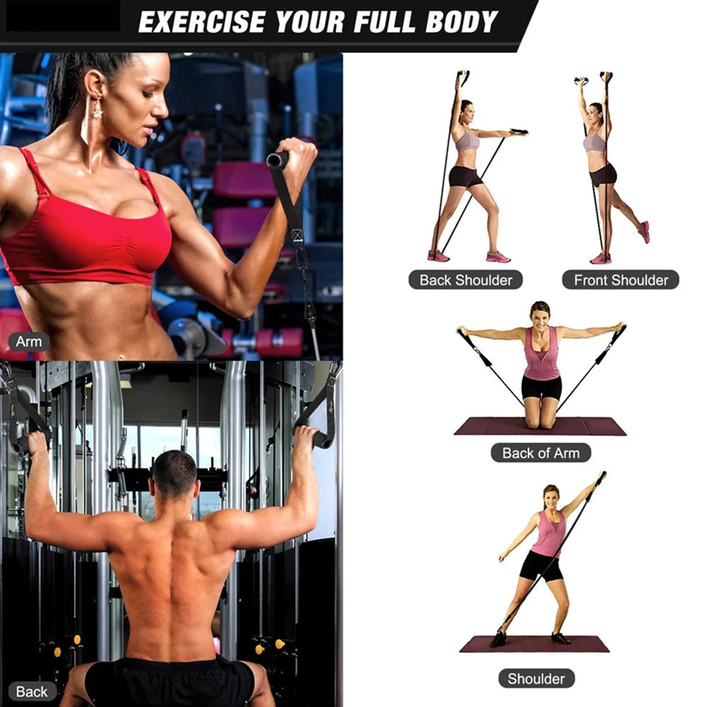 Showlu Smart General Resistance Band Pro Kit with multiple elastic bands and handles for versatile workout exercises.
