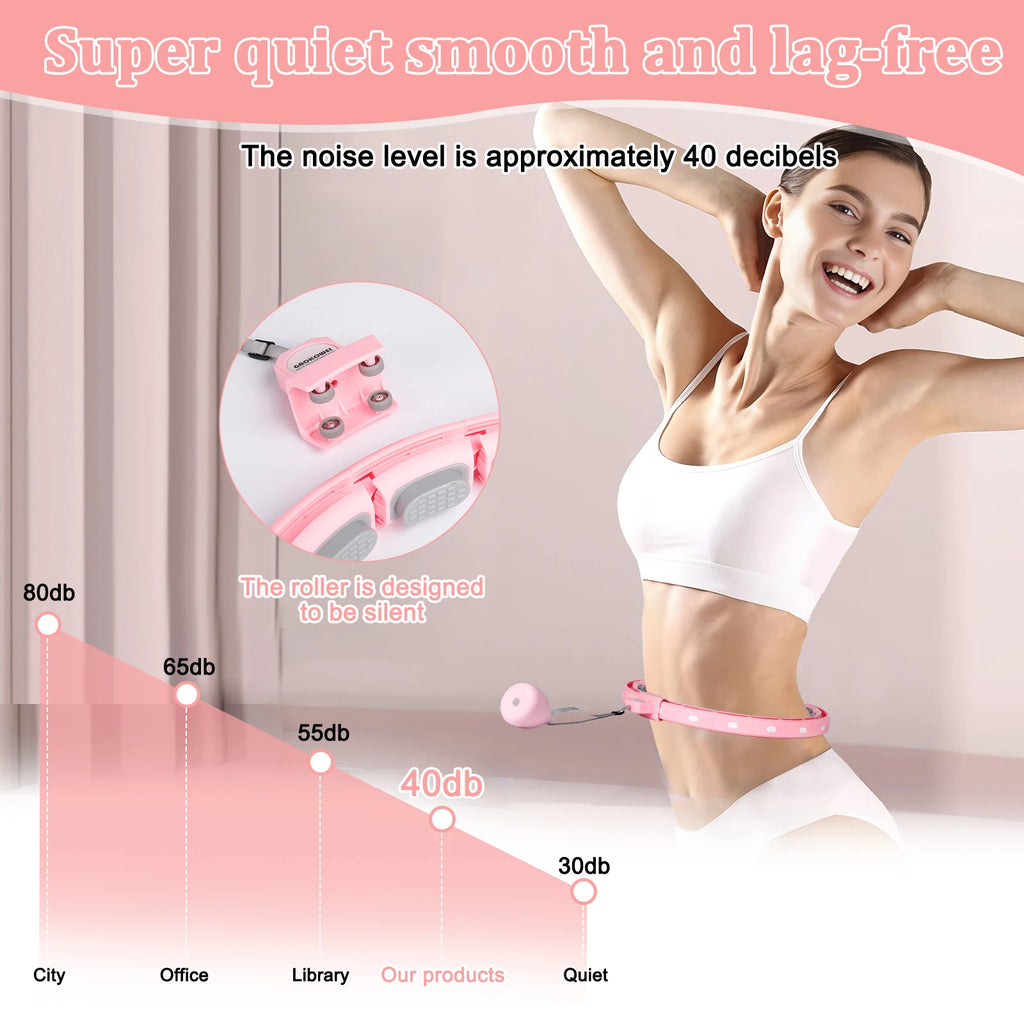 Showlu Fashion weighted infinity fitness hoop with 18 links, detachable sport hoop for plus size women waist exercise.