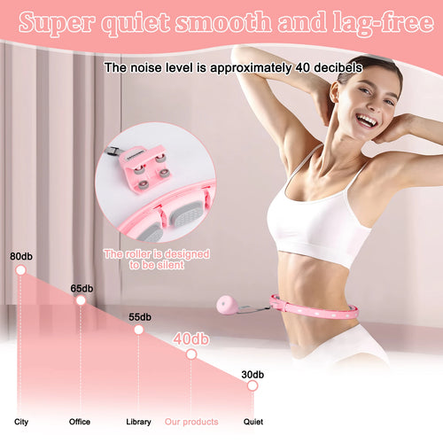 Showlu Fashion weighted infinity fitness hoop with 18 links, detachable sport hoop for plus size women waist exercise.