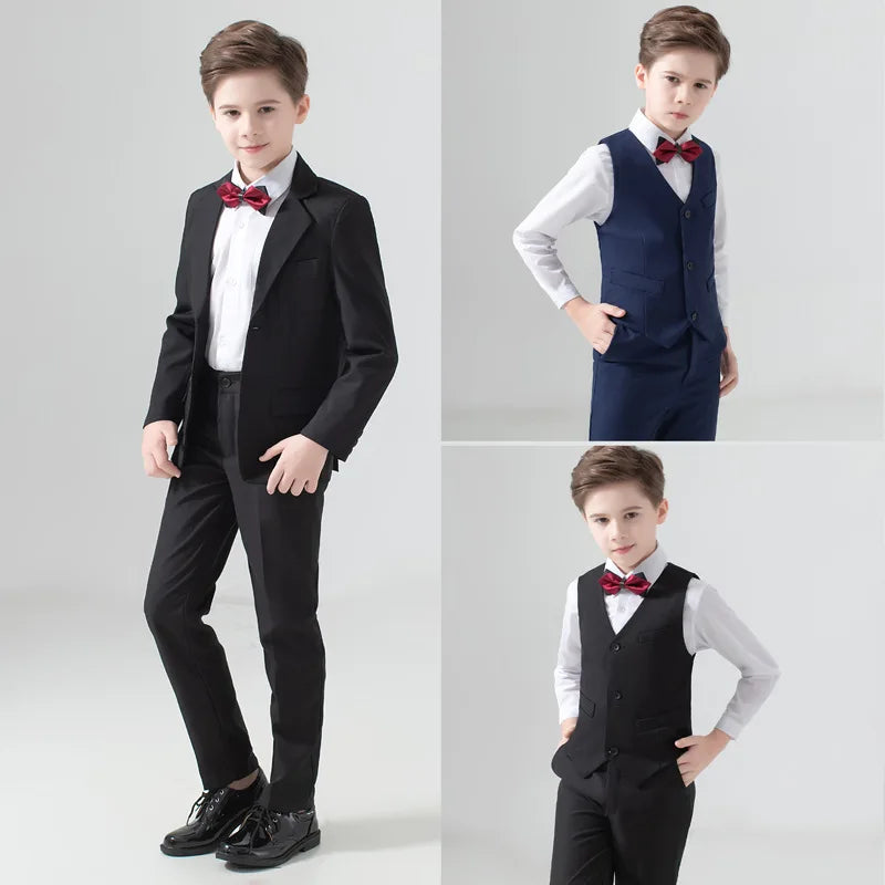 Flower Boys Formal Wedding Suit Kids Prom Party Tuxedo Blazer Children's Day Pinao Performance Costume school uniform 2-14T