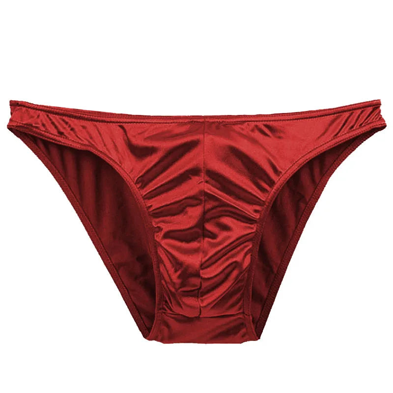EveryShe men's satin silky briefs in large size, showing smooth, shiny fabric and comfortable fit, designed for a sexy, stylish look.