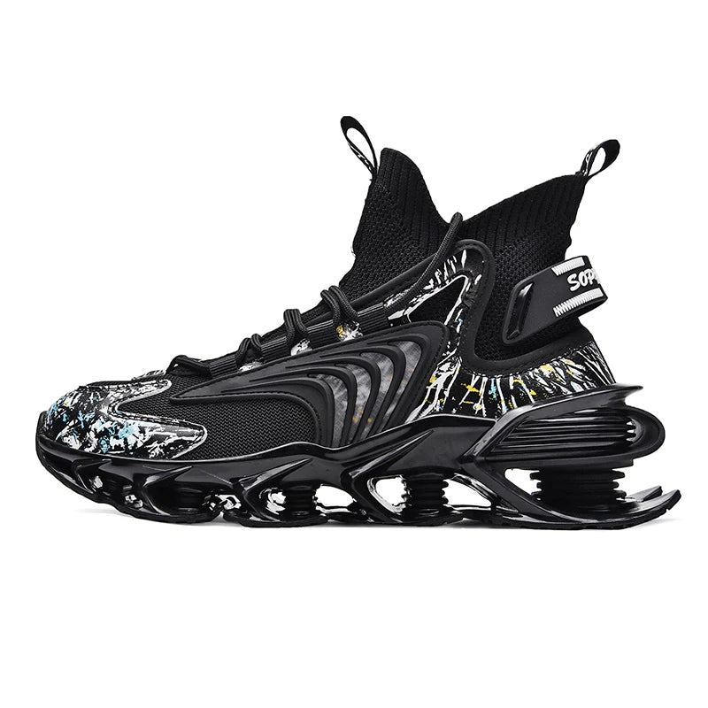 Showlu Fashion men's trendy high top casual sneakers with breathable fabric for running and everyday wear.