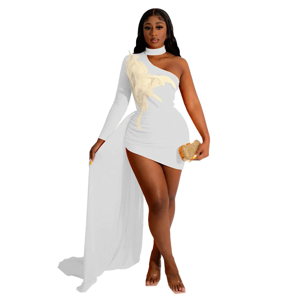 Y&H Women's strapless fur short evening party dress in sexy pencil style, featuring a stylish and elegant design.