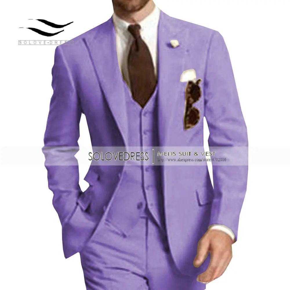 Burgundy Mens Suit 3 Pieces Elegant V Neck Notch Lapel Tuxedo Groomsmen Men Suits for Wedding Suits Men 2019 (Jacket+Vest+Pants)