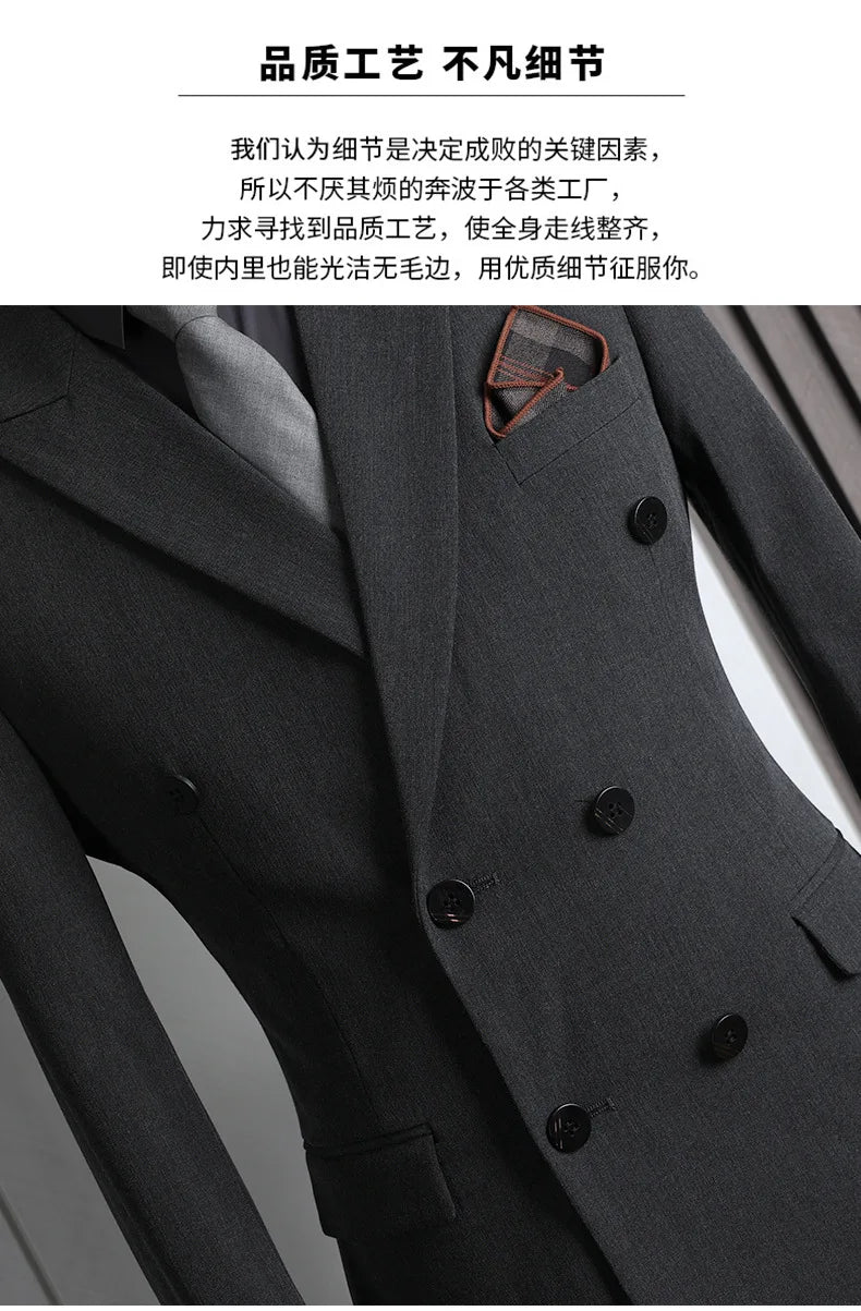 Men's slim fit double-breasted business suit by SHOWLU FASHION STORE, 2-piece set, formal men's fashion with tailored fit