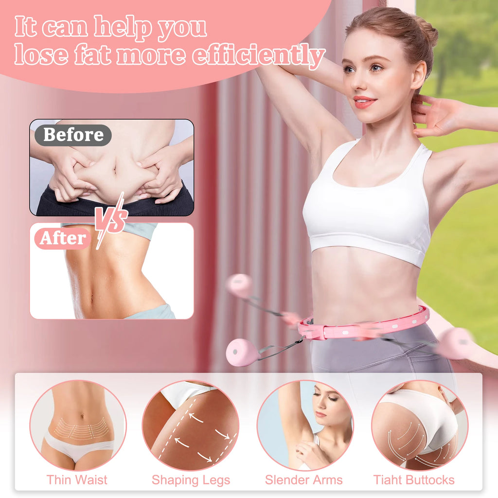 Showlu Fashion 18-link weighted infinity fitness hoop for women, detachable sport hoop for waist exercise and plus size fitness.
