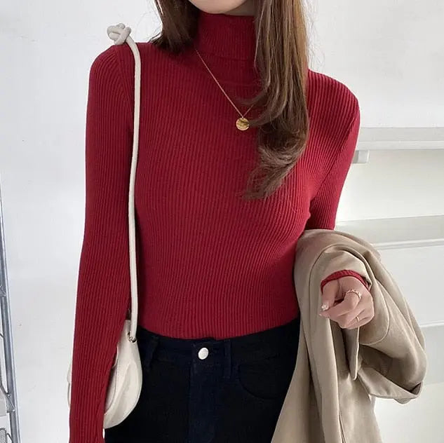 Heliar women's slim fit turtleneck sweater in soft cashmere knit, perfect for autumn and winter, stylish women's pullover.