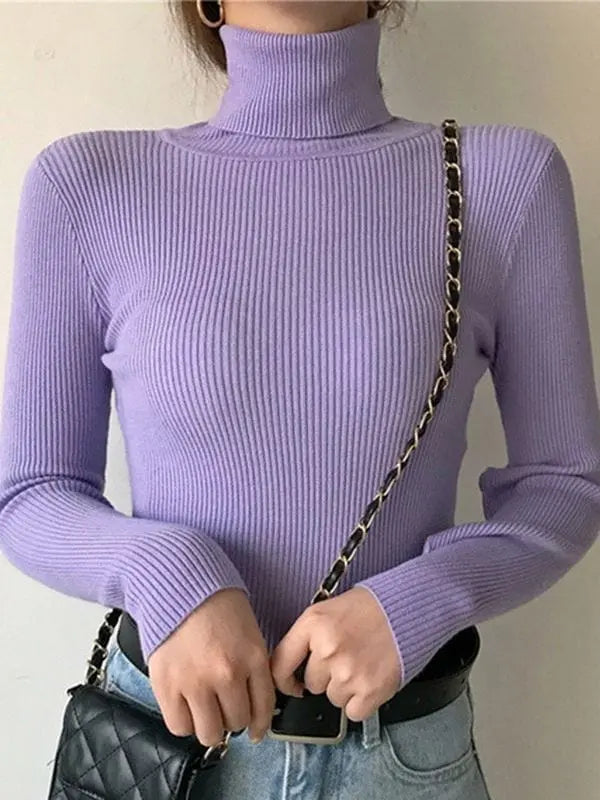 Heliar women's slim fit turtleneck sweater in soft cashmere knit, perfect for fall and winter, by Showlu Fashion Store.