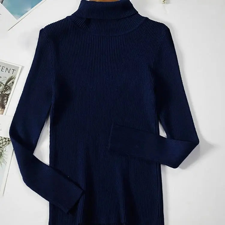 Heliar women's slim fit turtleneck sweater in soft cashmere knit, perfect for fall and winter, stylish and cozy.
