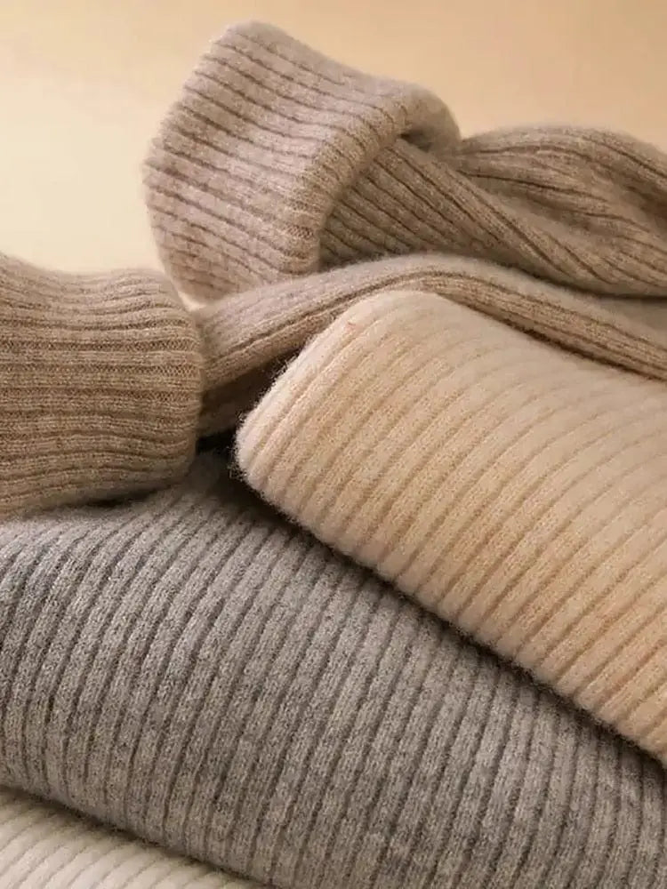 Heliar women's slim fit turtleneck sweater in soft cashmere knit, perfect for fall and winter, stylish and cozy.