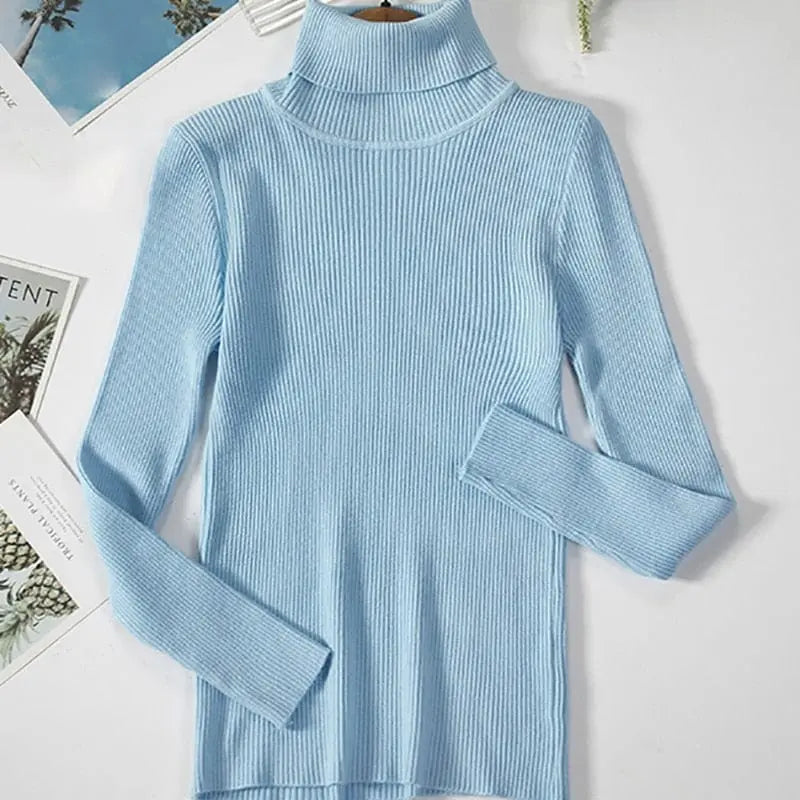 Heliar women's slim fit turtleneck sweater in soft cashmere knit, beige pullover for fall and winter fashion.