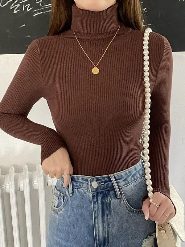 Heliar women's slim fit turtleneck sweater in soft cashmere knit, cozy autumn-winter pullover for women by Showlu Fashion Store