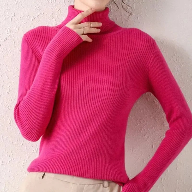 Heliar women's slim fit turtleneck sweater in soft cashmere knit, perfect for fall and winter, featuring a cozy pullover design.