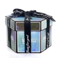 Showlu Store Nation 0 indigo starry / 12x4x8cm Hexagon Explosion Box Scrapbook Album