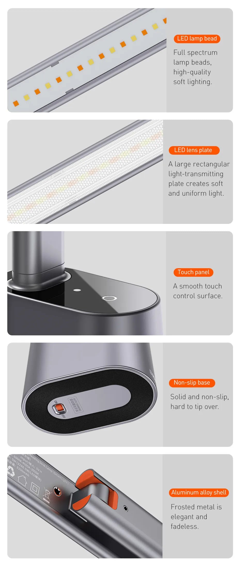 Rechargeable Baseus Smart Desk Lamp with adjustable brightness and modern design, perfect for home or office lighting.