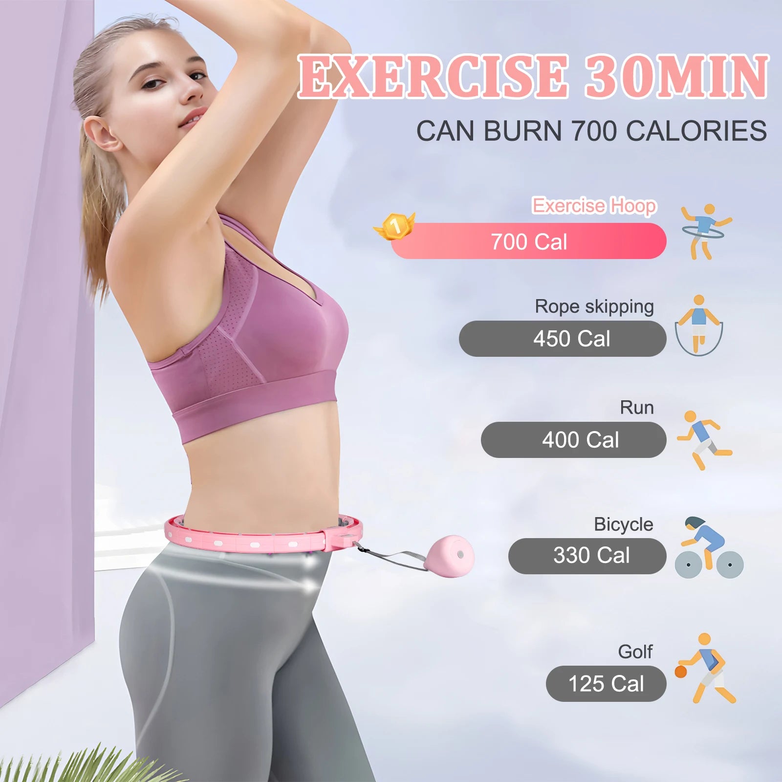 Showlu Fashion 18-link weighted infinity fitness hoop for plus-size women, detachable sport hoop for waist exercise and workout.