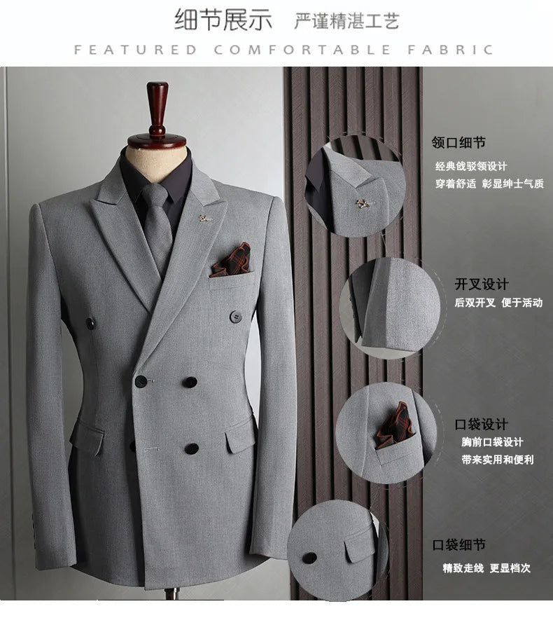 Slim fit men's double-breasted business suit by SHOWLU FASHION STORE, 2-piece set in classic style with tailored fit.
