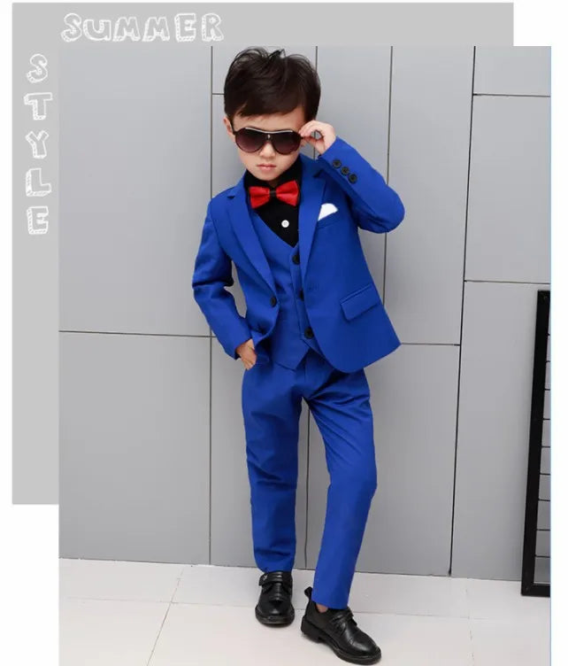 LUOBOBEIBEI boys 4-piece formal plaid wedding suit set including blazer and pants, perfect for special occasions