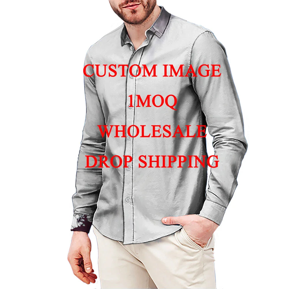 Plus size men's long sleeve casual shirt with black and white tribal Polynesian print by Showlu Fashion Store