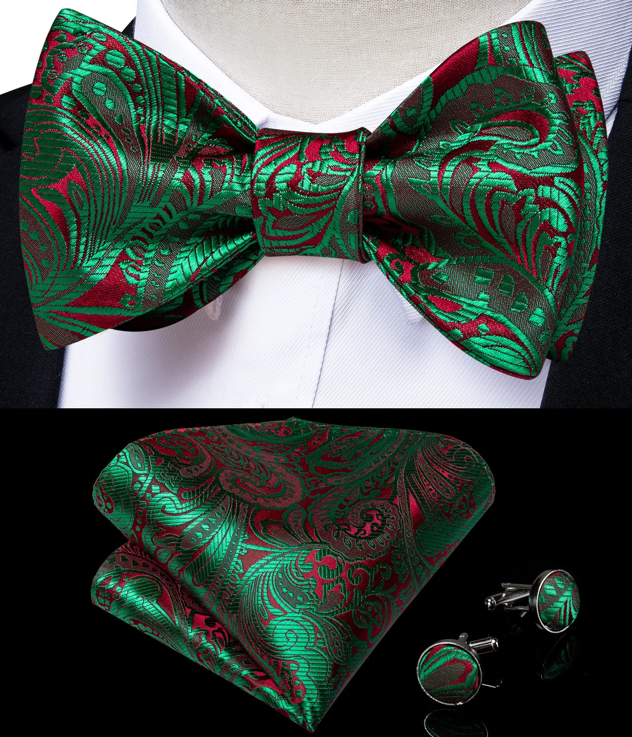 Brand New Men's Bow Tie Teal Green Blue Paisley Floral Silk Bow Tie Wedding Party Butterfly Bowknot Men Tie Accessories DiBanGu