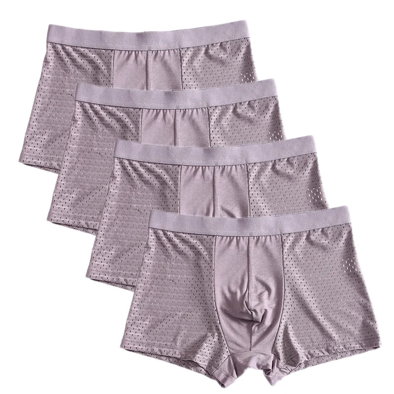 Men's bamboo fiber boxer shorts in a breathable plus-size 4-pack, shown in a comfortable, soft fabric fit for everyday wear.