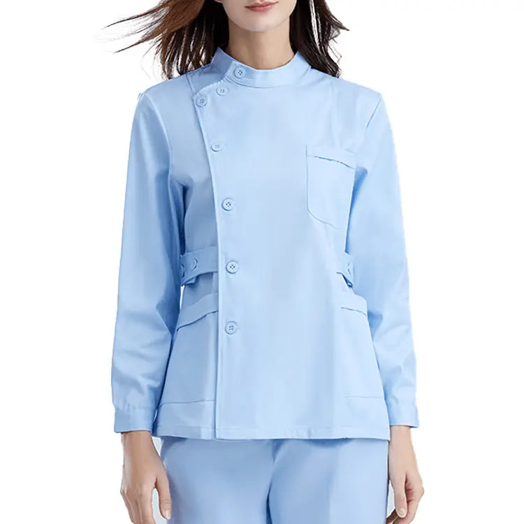 Showlu Fashion Women's medical scrub uniform, comfortable one-piece nurse and doctor scrubs for hospital and clinic use.