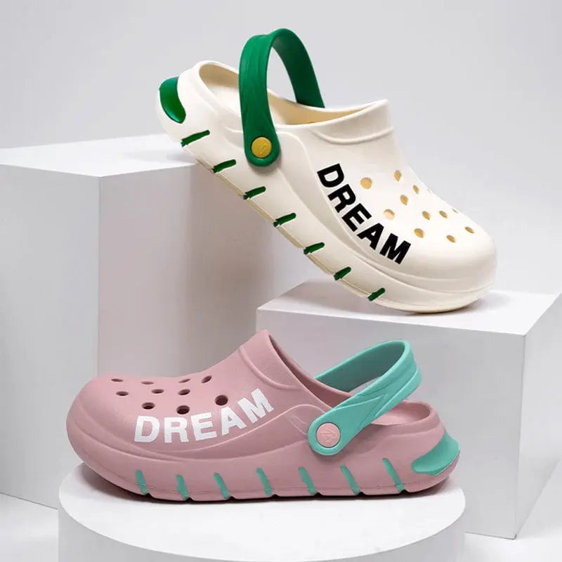 Women's thick sole medical nurse shoes with non-slip EVA soles, breathable closed-toe slippers for healthcare professionals.
