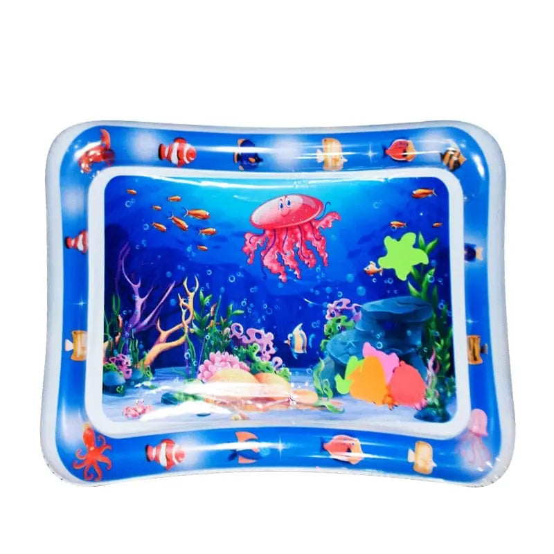 Inflatable baby tummy time mat with water play area for infants and toddlers, by Showlu Fashion Store, soft and colorful.